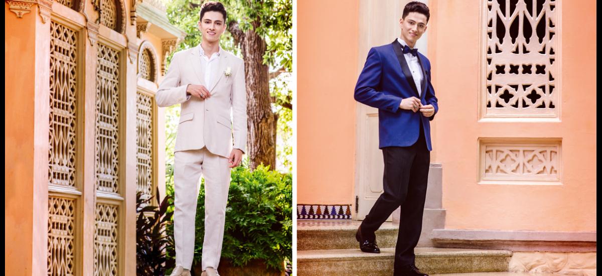 El lino es un material natural y totalmente fresco. Permitiendo ser gran elección en la región Caribe en cualquier época del año. Este diseño en tonalidad cruda no resta elegancia. El smoking es sinónimo de elegancia masculina. El Midnight Blue permite no romper ningún código de vestimenta formal y mejor aún, marca la diferencia. Es recomendado como la alternativa actual para los novios. Propuesta de Boutique Gabriel/ Modelo: Walter Figueroa