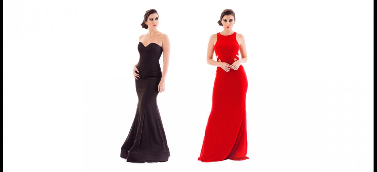 BOUTIQUE GABRIEL La marca reafirma elegancia con este vestido de gala negro, con corte de sirena. Este vestido es sencillo y con un toque clásico que permite realzar la figura y la delicadeza de la mujer, y este atuendo rojo rojo, un color que marca la sensualidad y la feminidad de quien lo luce.