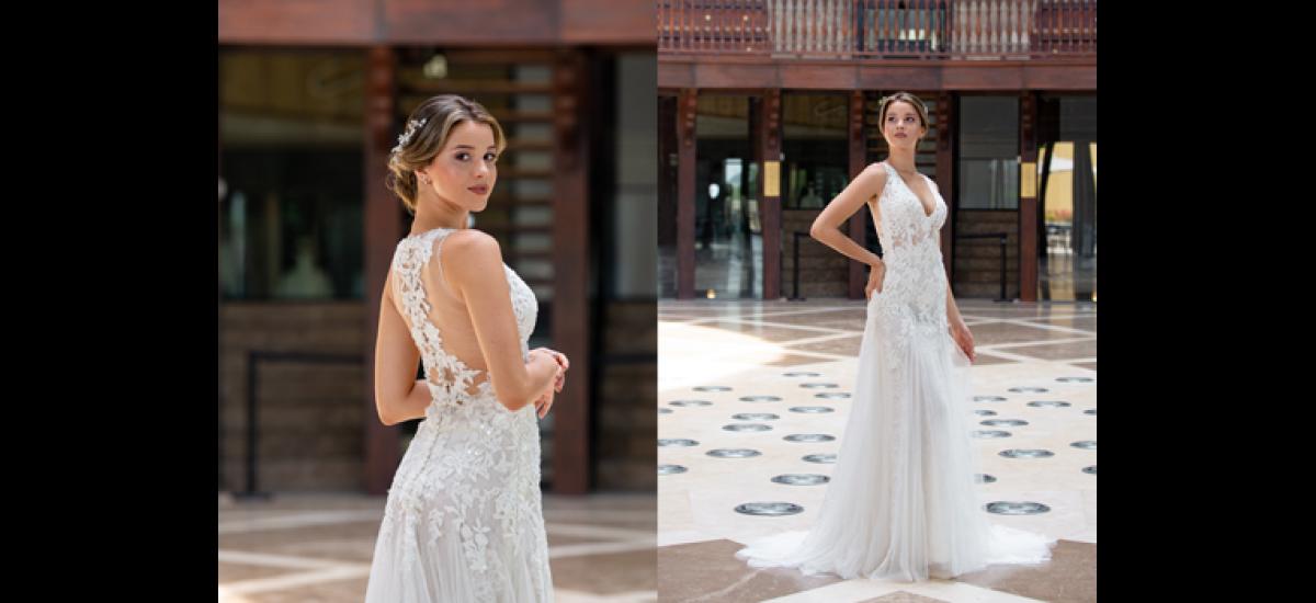 SPOSA MÍA: Vestido Karlene colección Studio St.Patrick. El romanticismo y los tejidos fluidos se apoderan de este increíble vestido de novia que se compone de falda sirena en tul mórbido con aplicaciones de chantilly y flores bordadas en hilo con destellos de pedrería en la cadera, cuerpo de tul bordado con pedrería, escote en pico, bastante pronunciado y espalda ilusión en tul cristal bordado con hilo y pedrería. MODELO: MELANIE DELL OLMO – AGENCIA ELIDA CASTRO MODELS/ MAQUILLAJE Y PEINADO: DIEGO MOYA/ LOCACIÓN: CENTRO COMERCIAL LA SERREZUELA/ FOTOS: FERNANDO PARRA LÓPEZ