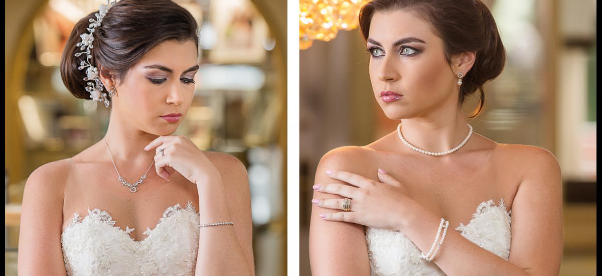 Una delicada propuesta de Joyería Nancy, con oro blanco y diamantes, conformada por aretes, gargantilla, juego de anillos y pulso tenis. Otra opción la representa la belleza de las perlas en combinación con el oro amarillo en aretes y anillo, donde también se aprecian los brillantes. El collar y la pulsera, del más puro clasicismo. MODELO: NATALIA VIDALES/ VESTIDO: JENNY AMADOR/ MAQUILLAJE: LUIS GALVÁN/PEINADO: GINA JULIO